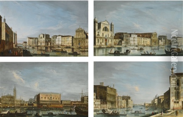 Venice, View Of The Grand Canal From The Church Of Santa Maria Degli Scalzi And Santa Lucia To The Scuola Dei Nobili (+3 Others; 4 Works) Oil Painting -  Master of the Langmatt Foundation Views