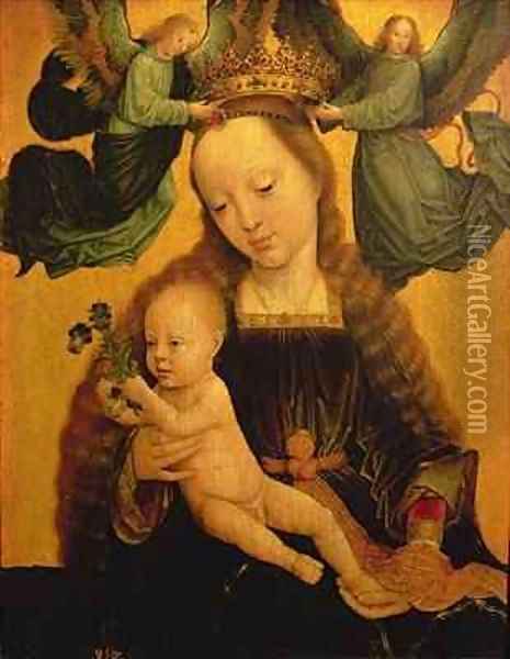 Madonna and Child Crowned by Two Angels Oil Painting - Gerard David