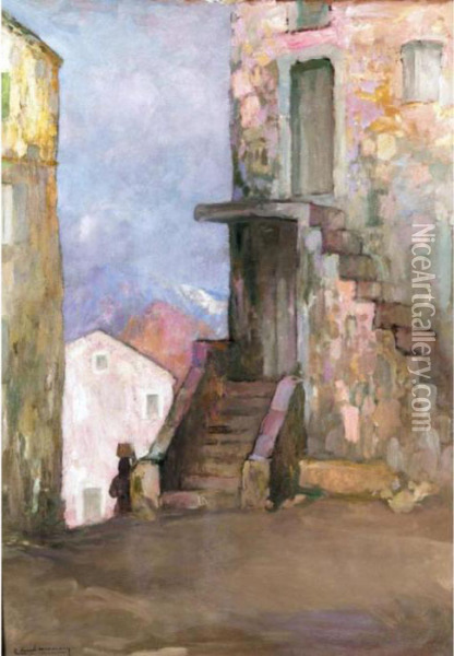 A Street Scene, Provence Oil Painting - Pierre Amedee Marcel-Beronneau