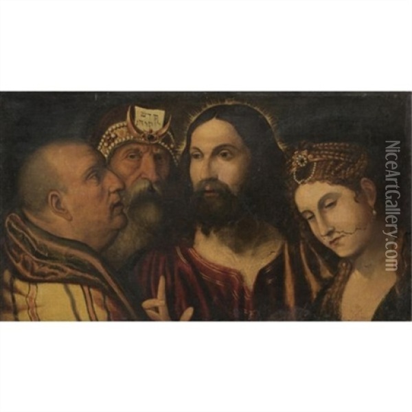 Christ And The Adulterous Woman Oil Painting - Rocco Marconi