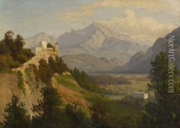 Gebirgslandschaft Oil Painting - Eduard Schleich the Elder