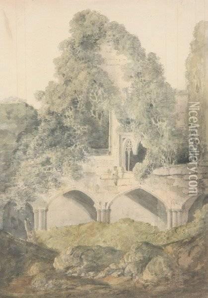 Ruins Of Gothic Church Oil Painting - Thomas Worthington Whittredge