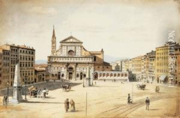 Florence (piazza Santa Maria Novella) Oil Painting - Sandor Wagner