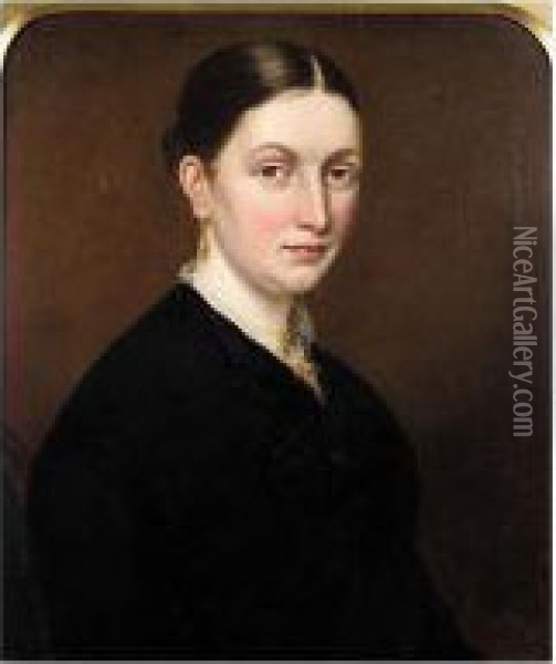 Portrait Of A Lady, Said To Be Hannah Jones Of Llangefni Oil Painting - William Roos