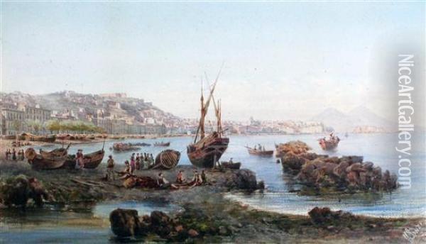 View Of Naples Oil Painting - Giovanni Giordano Lanza