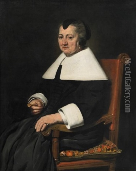 Portrats Eines Hollandischen Ehepaares Im Armlehnsessel (2 Works) Oil Painting - Johannes Cornelisz Verspronck