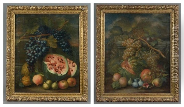 Natures Mortes De Fruits (2 Works) Oil Painting - Bartolomeo Castelli the Younger