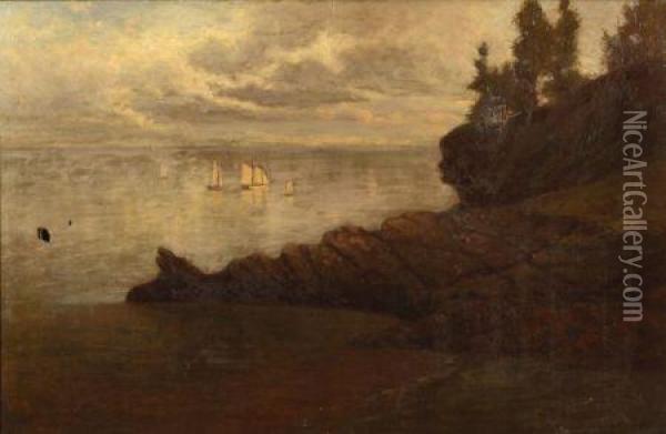 On The Fishing Banks Of The Grand Manan Island 
The Artist's Hand, On The Reverse Oil Painting - Nicolay Tysland Leganger