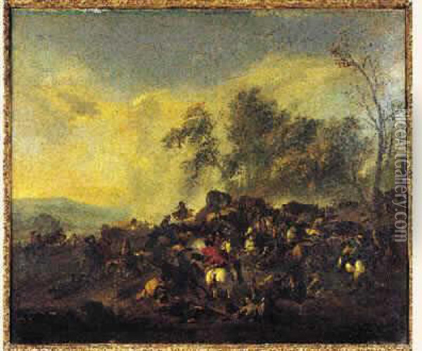 Charge De Cavalerie Oil Painting - Jan von Huchtenburgh