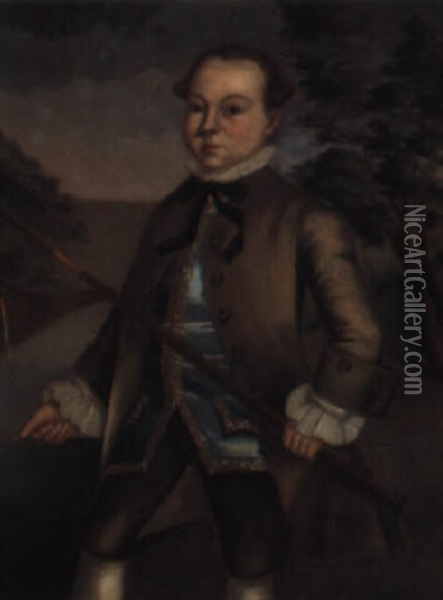 Portrait Of A Young Boy With A Fishing Rod Oil Painting - Joseph Badger