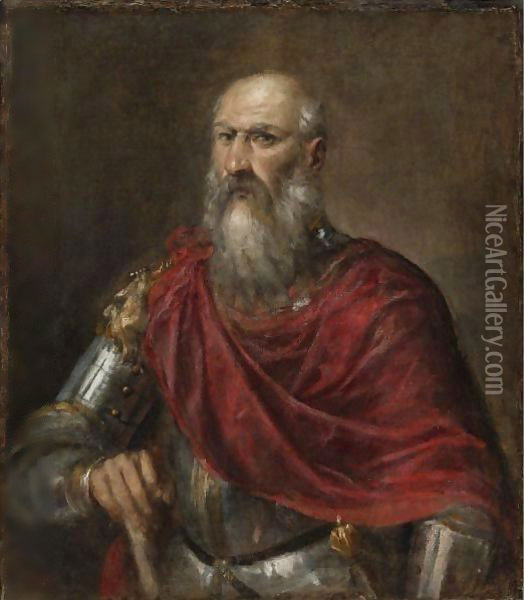 Portrait Of An Admiral, Probably Francesco Duodo (1518-1592) Oil Painting - Tiziano Vecellio (Titian)