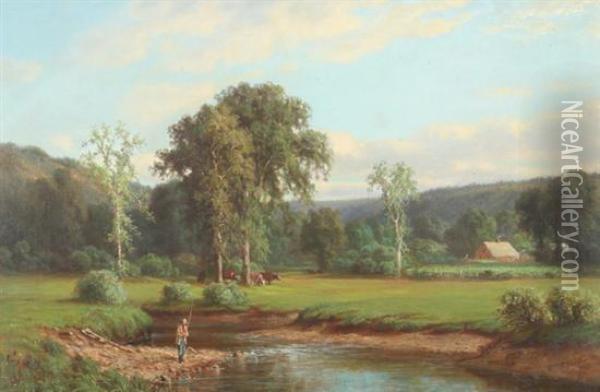Mill River, Mount Carmel, Connecticut Oil Painting - George Edward Candee