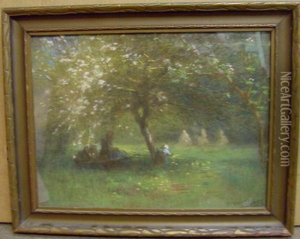 In The Apple Orchard Oil Painting - Jean-Francois Millet