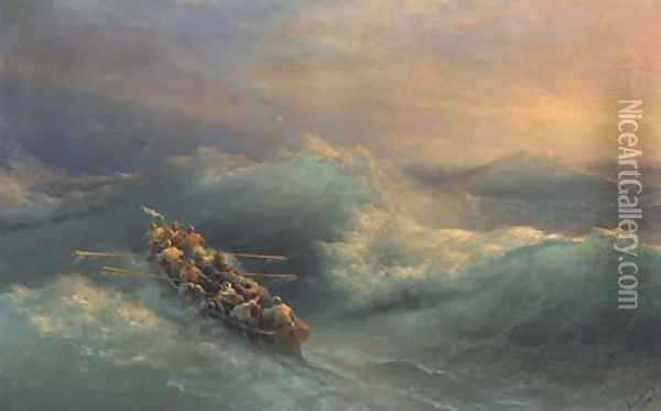 Lifeboat in heavy seas Oil Painting - Ivan Konstantinovich Aivazovsky