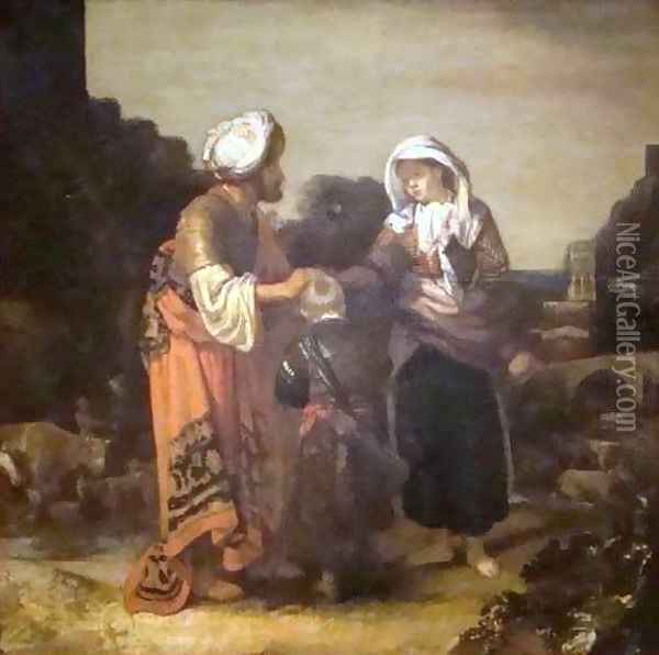 Hagar and Ishmael Taking Leave of Abraham Oil Painting - Barent Fabritius