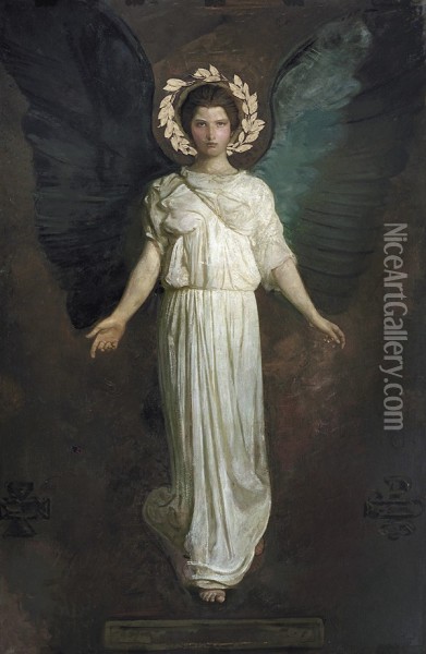 A Winged Figure Oil Painting - Abbott Handerson Thayer