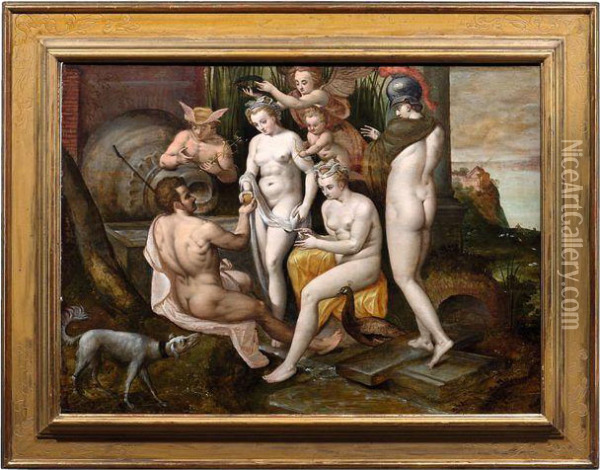 Das Urteil Des Paris Oil Painting - Frans I Vriendt (Frans Floris)