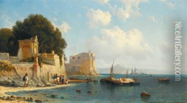 Coastline Near Sorrento Oil Painting - Aleksei Petrovich Bogolyubov