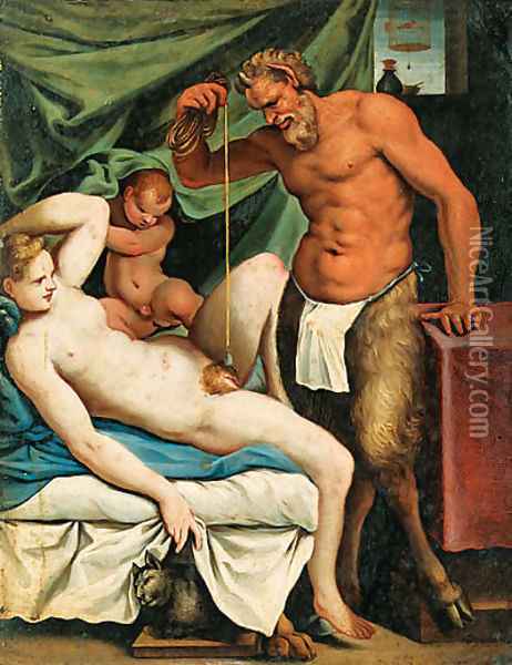 The Satyr Mason Oil Painting - Agostino Carracci