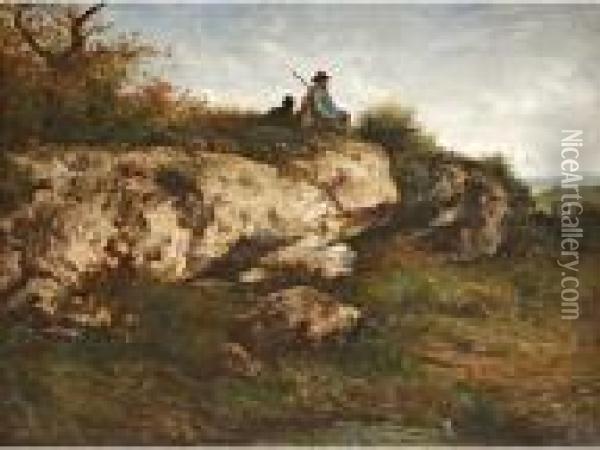  Chasseur Et Sonchien  Oil Painting - Nicolas Louis Cabat