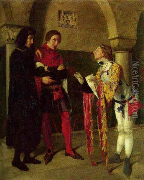 Hamlet, Horatio, And Osric Oil Painting - Henry Stacy Marks