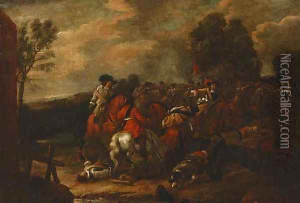 A cavalry skirmish Oil Painting - Philips Wouwerman