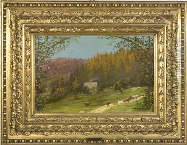 Landscape With A Shepherd Oil Painting - Johann Novopacky