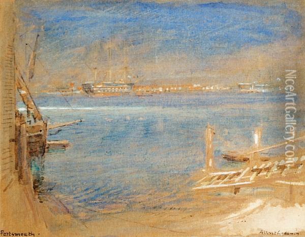 Portsmouth Oil Painting - Albert Goodwin