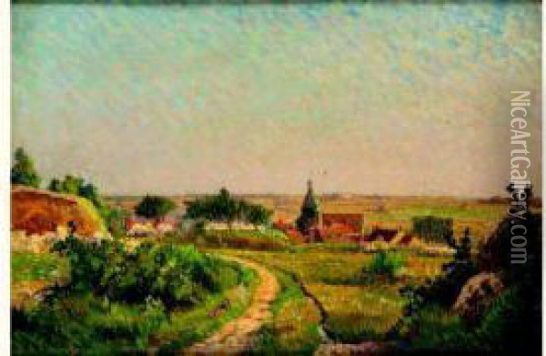 Le Village Oil Painting - Leo Gausson