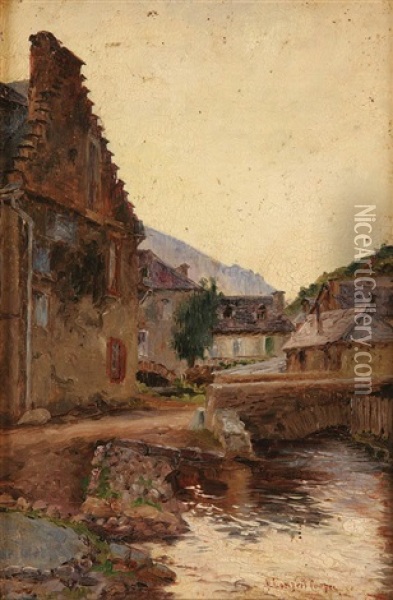 Brittany Village With Stream Oil Painting - Emma Lampert Cooper