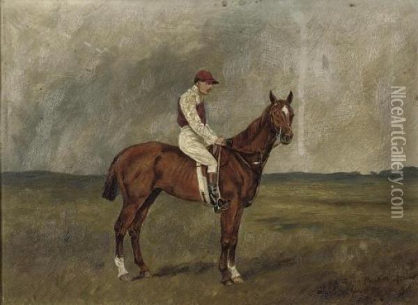 A Racehorse With A Jockey Up Oil Painting - Henry Frederick Lucas-Lucas