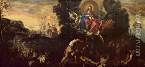 Die Uberfuhrung Des Heiligen Hauses Der Jungfrau Maria Oil Painting - Joseph Heintz the Younger