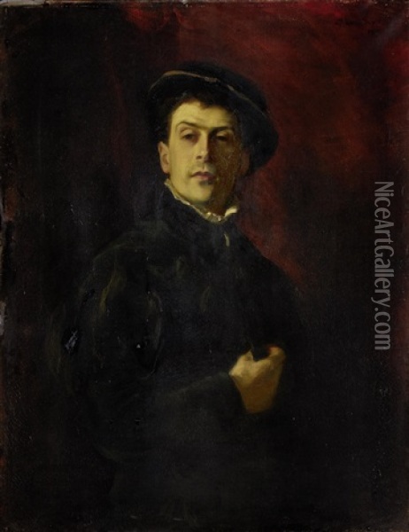 Portrait Of A Man In Black Costume Oil Painting - Gertrude Des Clayes