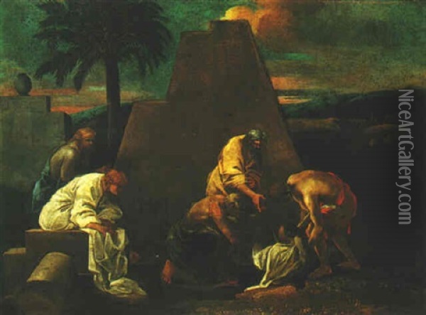 Tobit Burying The Dead Oil Painting - Andrea di Leone