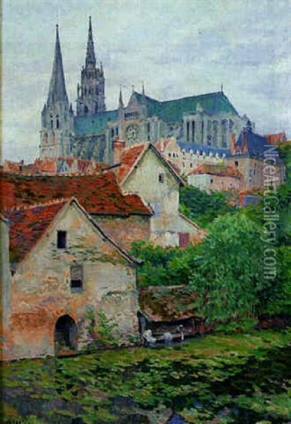 La Cathedrale De Chartes Oil Painting - Louis Hayet