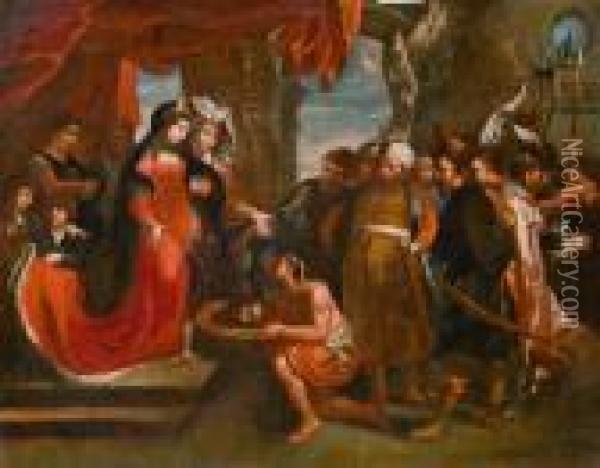 Tomyris Empfangt Das Haupt Konig Cyrus Oil Painting - Justus van Egmont