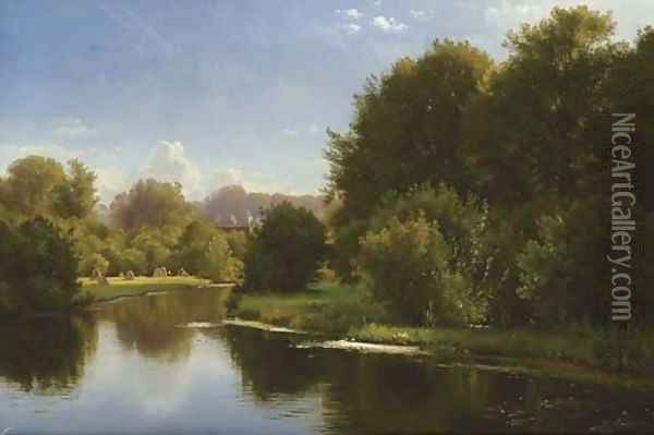 Landscape with a Stream Oil Painting - Carl Frederick Aagaard