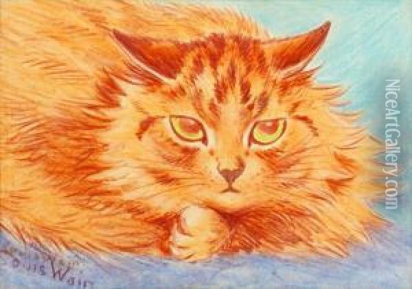Mouse Watching Oil Painting - Louis William Wain