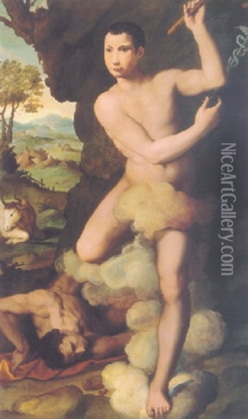 Mercury And Argus Oil Painting - Alessandro di Cristofano Allori