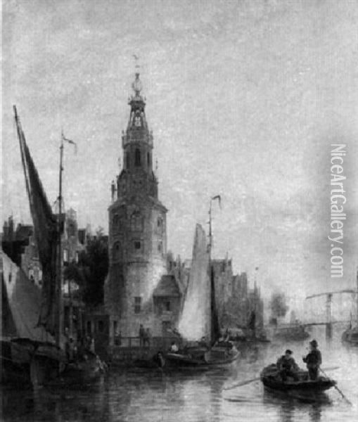 Die Oude Schans In Amsterdam Oil Painting - Marie-Lucie Cornelius