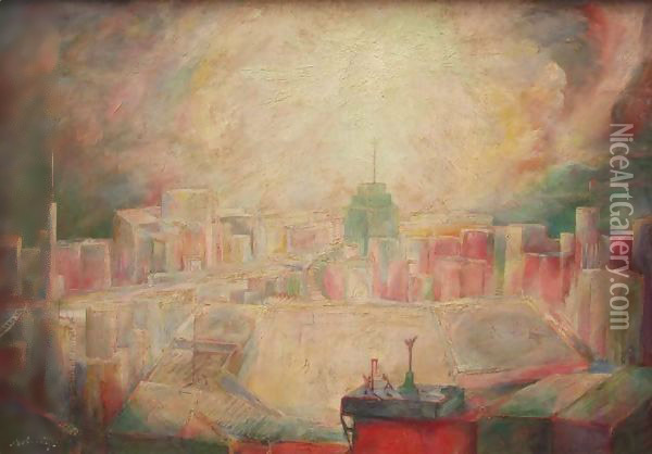 Judgement (Light-City cycle) 1933 Oil Painting - Eugene Galien-Laloue