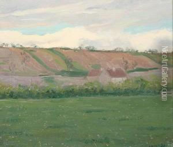 Field And Hills Oil Painting - Leon Giran-Max