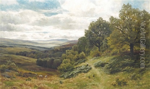 A Tranquil Valley Oil Painting - James Henry Crossland