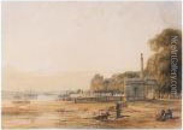 View On The Seine Near Paris Oil Painting - William Callow
