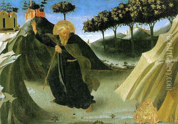 Saint Anthony the Abbot Tempted by a Lump of Gold 1436 Oil Painting - Angelico Fra