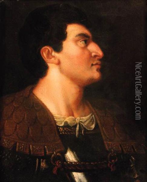 A Nobleman, Bust-length, In Armour Oil Painting - Tiziano Vecellio (Titian)