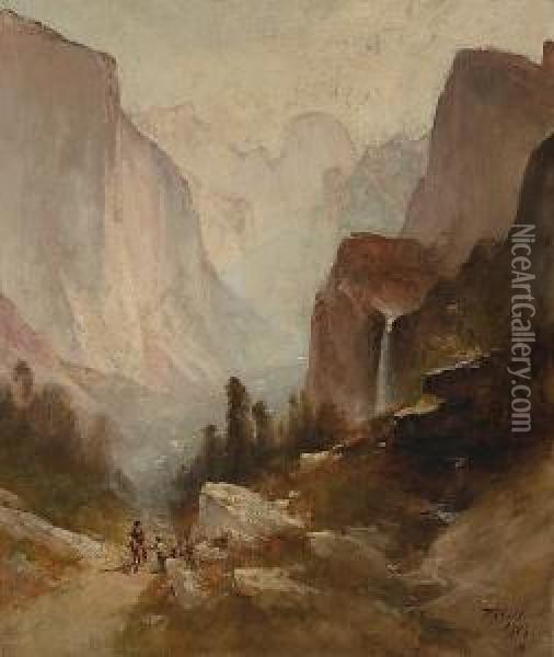 Riders In Yosemite Oil Painting - Thomas Hill