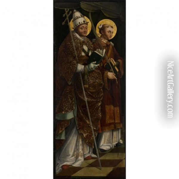 Saint Etienne Et Saint Gregoire Le Grand Oil Painting - Michael Pacher