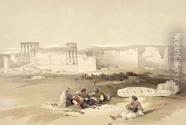 Ruins of Baalbec, May 5th 1839, plate 77 from Volume II of The Holy Land, engraved by Louis Haghe 1806-85 pub. 1843 Oil Painting - David Roberts