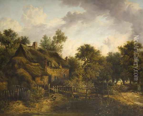Landscape with Cottage Oil Painting - James Stark